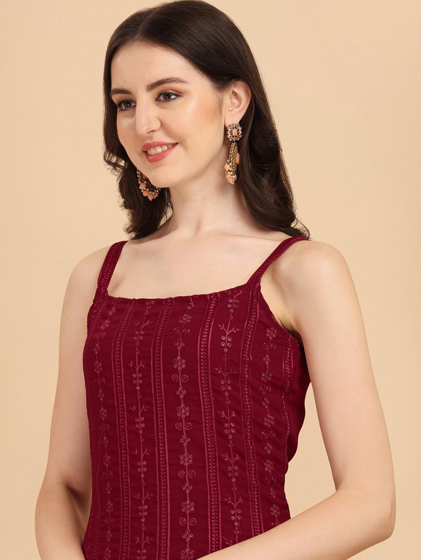 women maroon kurta palazzo set with dupatta - 20484569 - Standard Image - 4