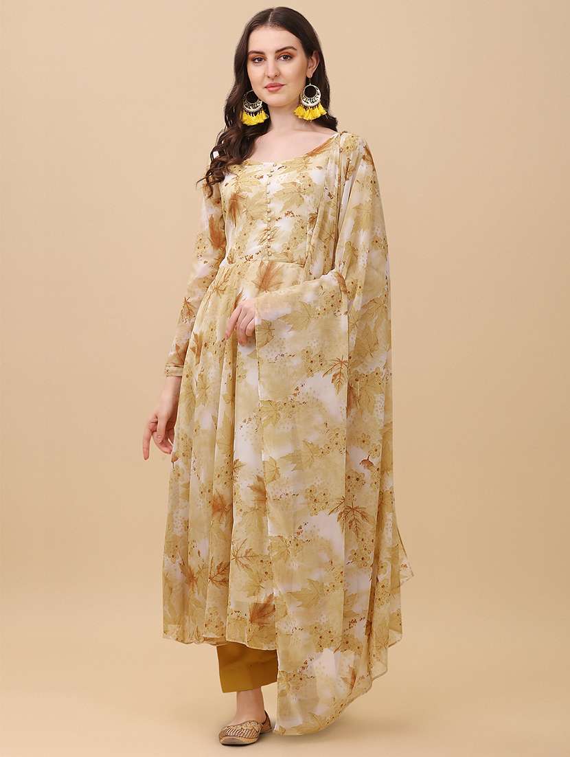 women printed kurta pant set with dupatta