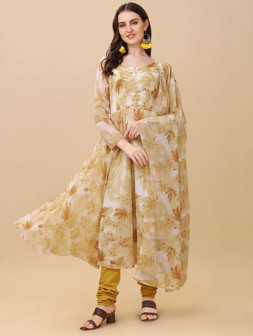 women printed kurta churidaar set with dupatta