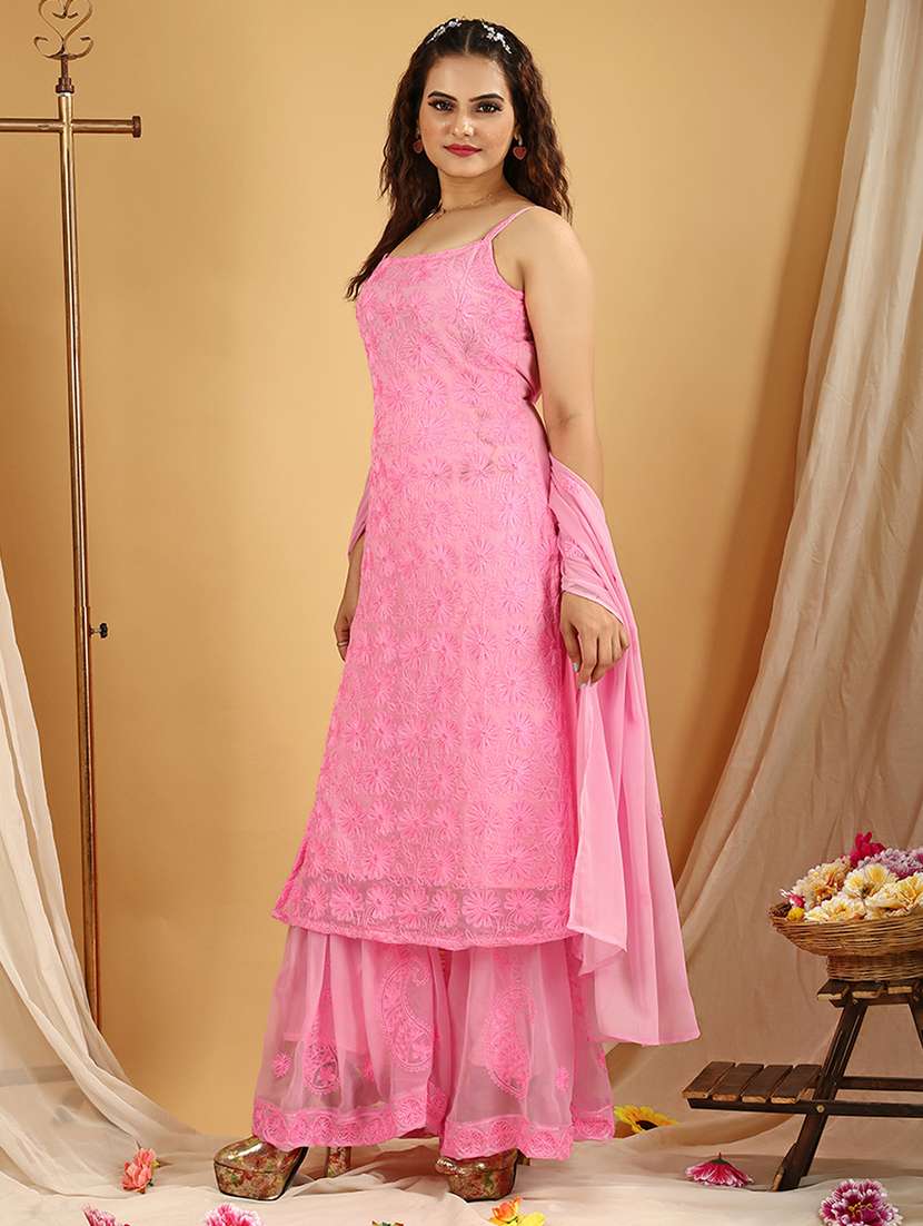 women pink kurta sharara set with dupatta - 20484603 -  Standard Image - 1