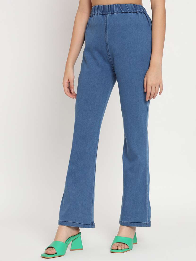 women solid blue denim jeggings - 20484651 - Standard Image - 1