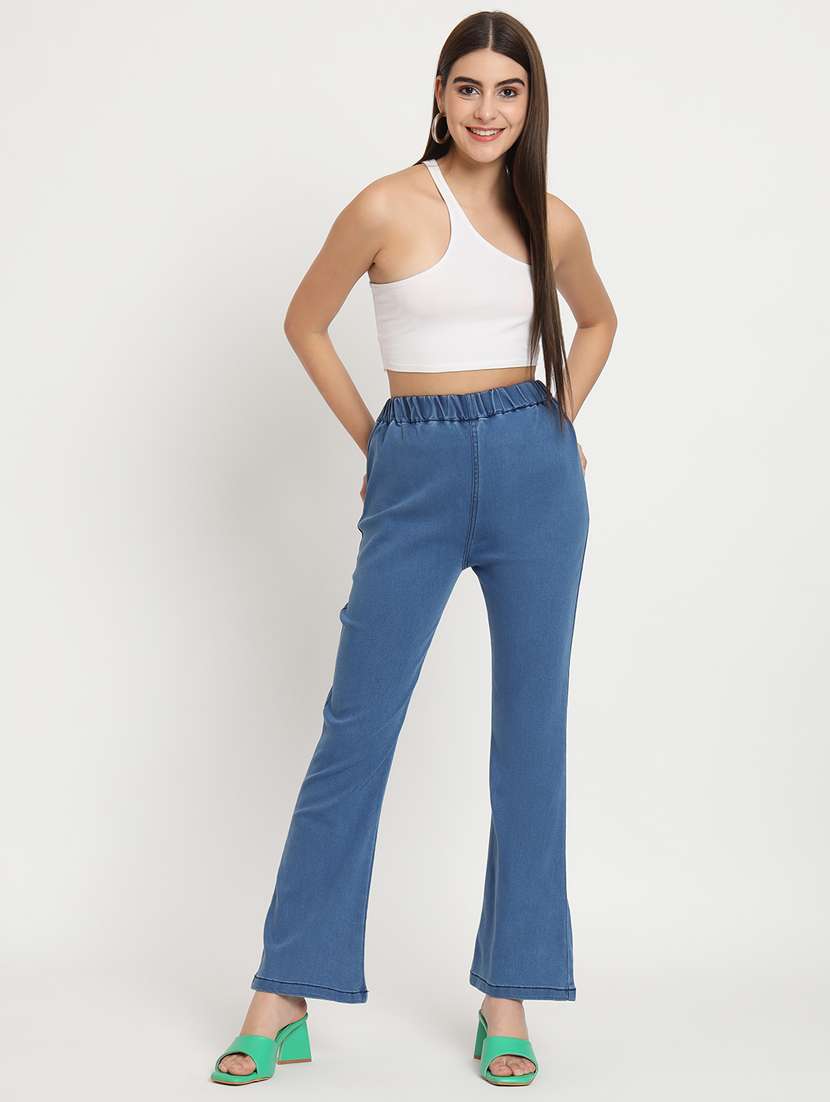 women solid blue denim jeggings - 20484651 - Standard Image - 4