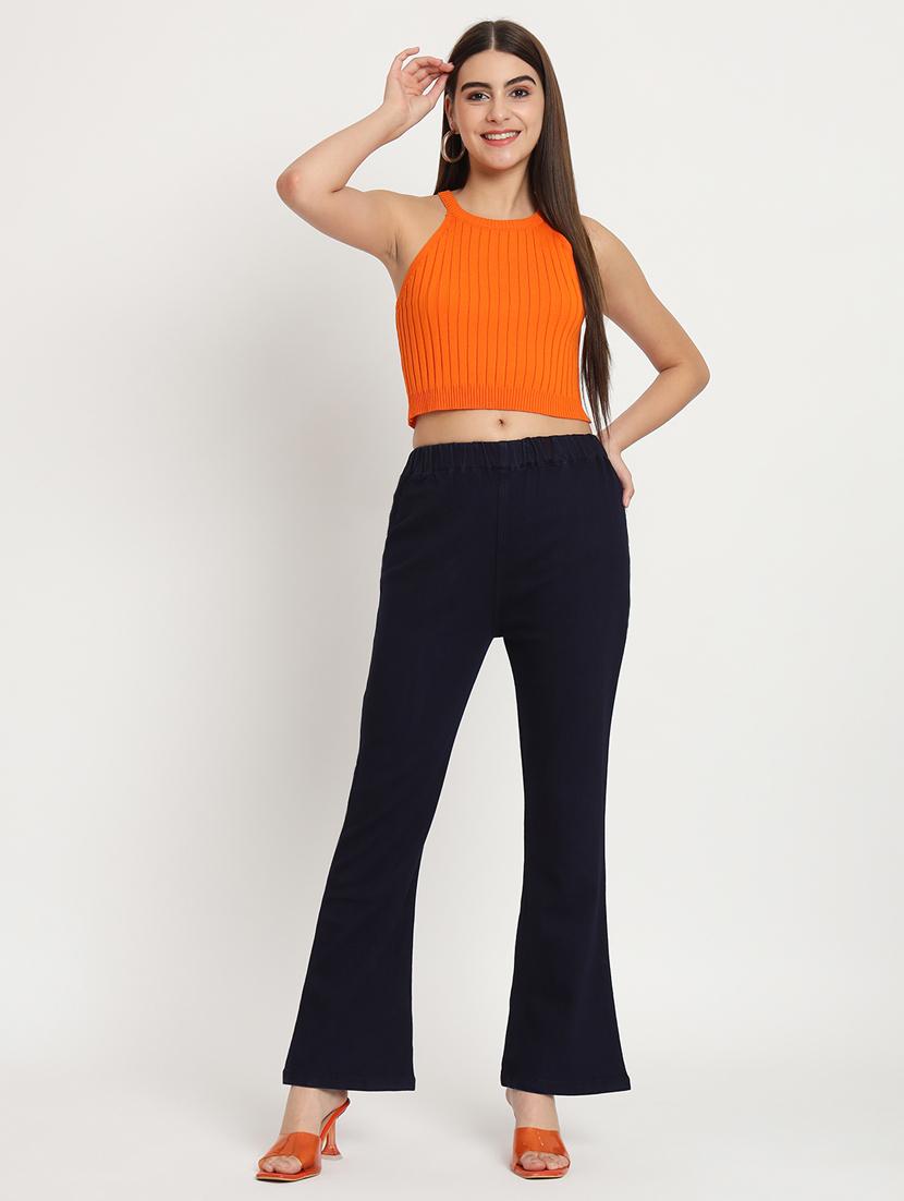 women solid navy blue denim jeggings - 20484652 - Standard Image - 4