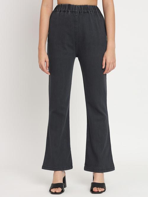 women solid charcoal denim jeggings - 20484654 -  Standard Image - 0
