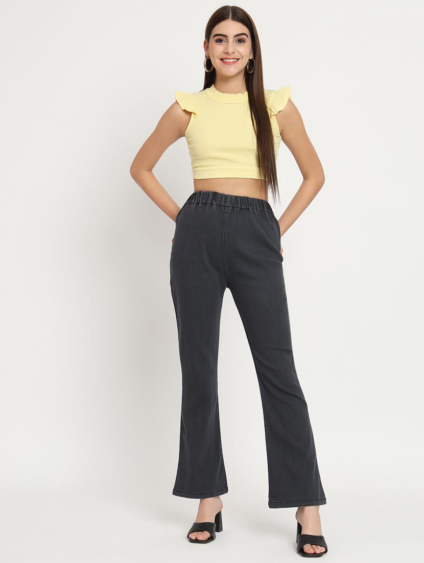 women solid charcoal denim jeggings - 20484654 - Standard Image - 4