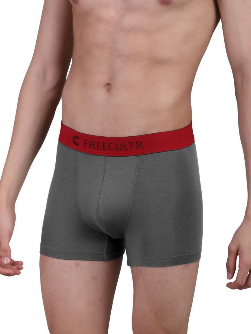 men grey set of 3 solid micro modal trunk briefs - 20484754 -  Standard Image - 1