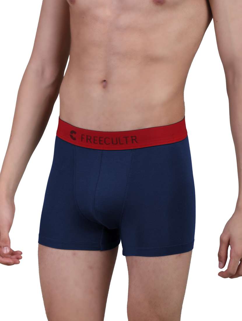 men navy blue solid micro modal trunk briefs - 20484799 -  Standard Image - 1