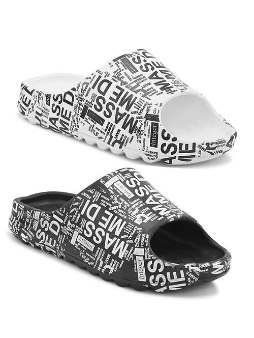 men black/white pack of 2 slip on slider - 20484828 -  Standard Image - 0