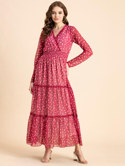 pink floral tiered dress - 20484878 -  Standard Image - 0