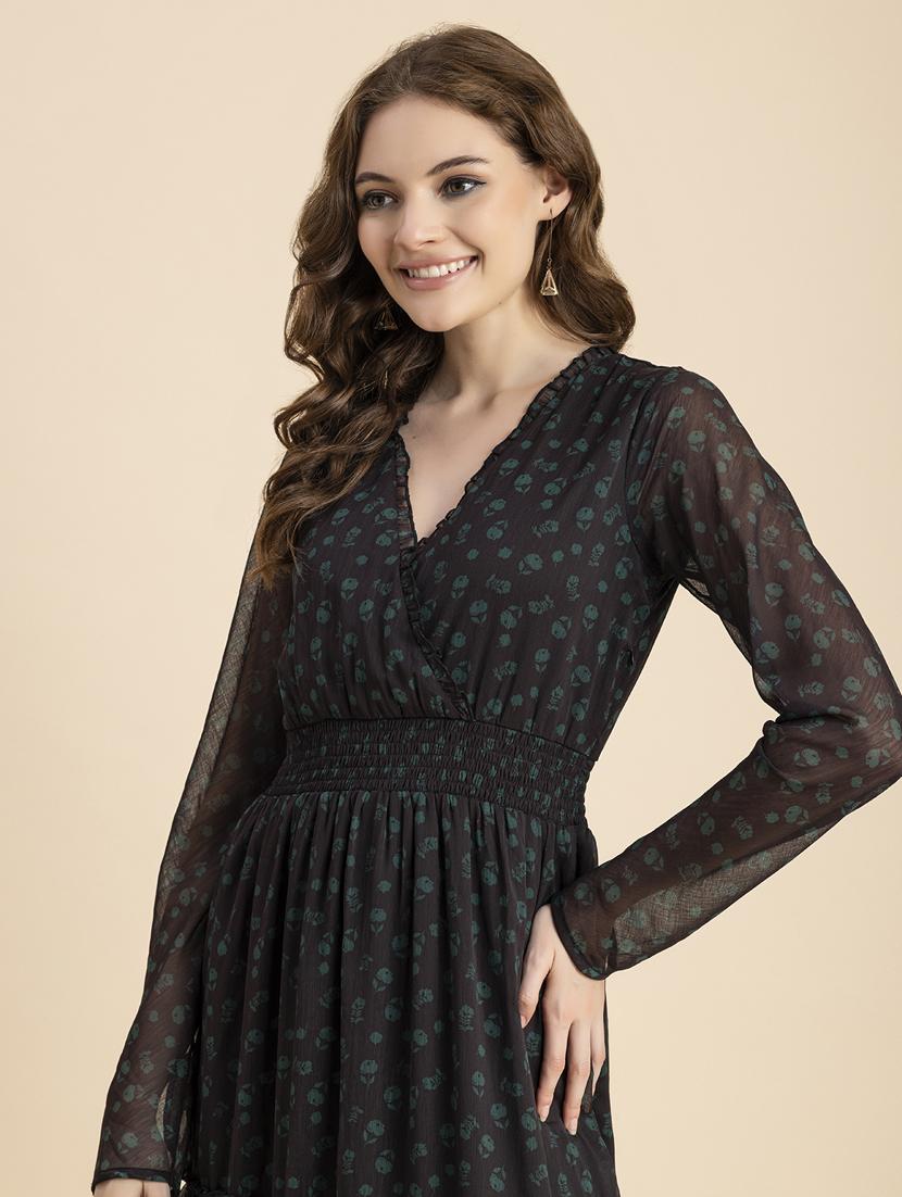 black floral tiered dress - 20484879 - Standard Image - 4