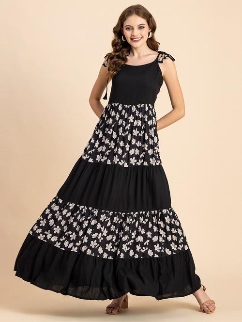 black floral tiered dress - 20484881 -  Standard Image - 0