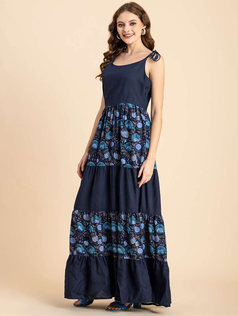 navy blue floral tiered dress - 20484882 - Standard Image - 1