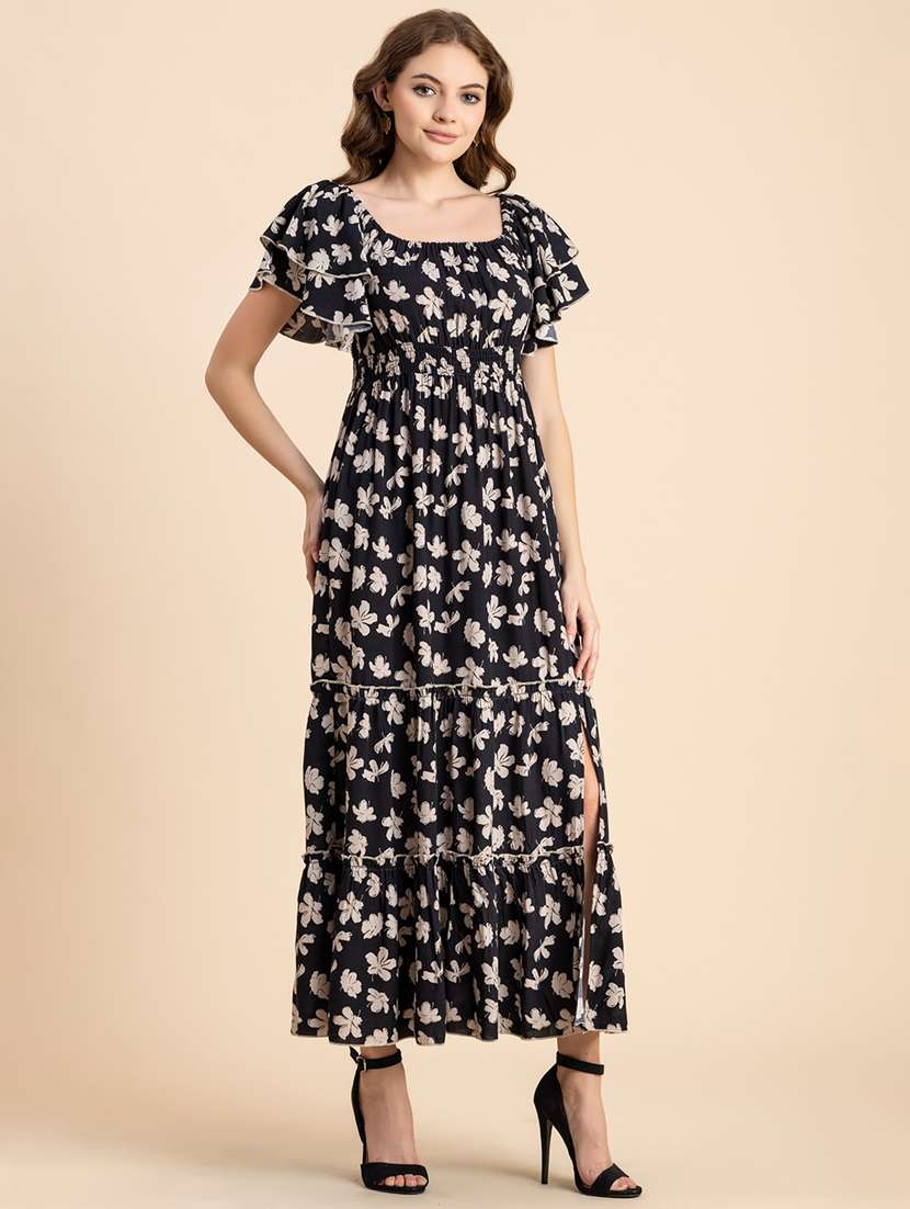 black floral tiered dress - 20484889 -  Standard Image - 1