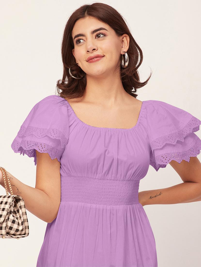 purple self design tiered dress - 20484891 - Standard Image - 4
