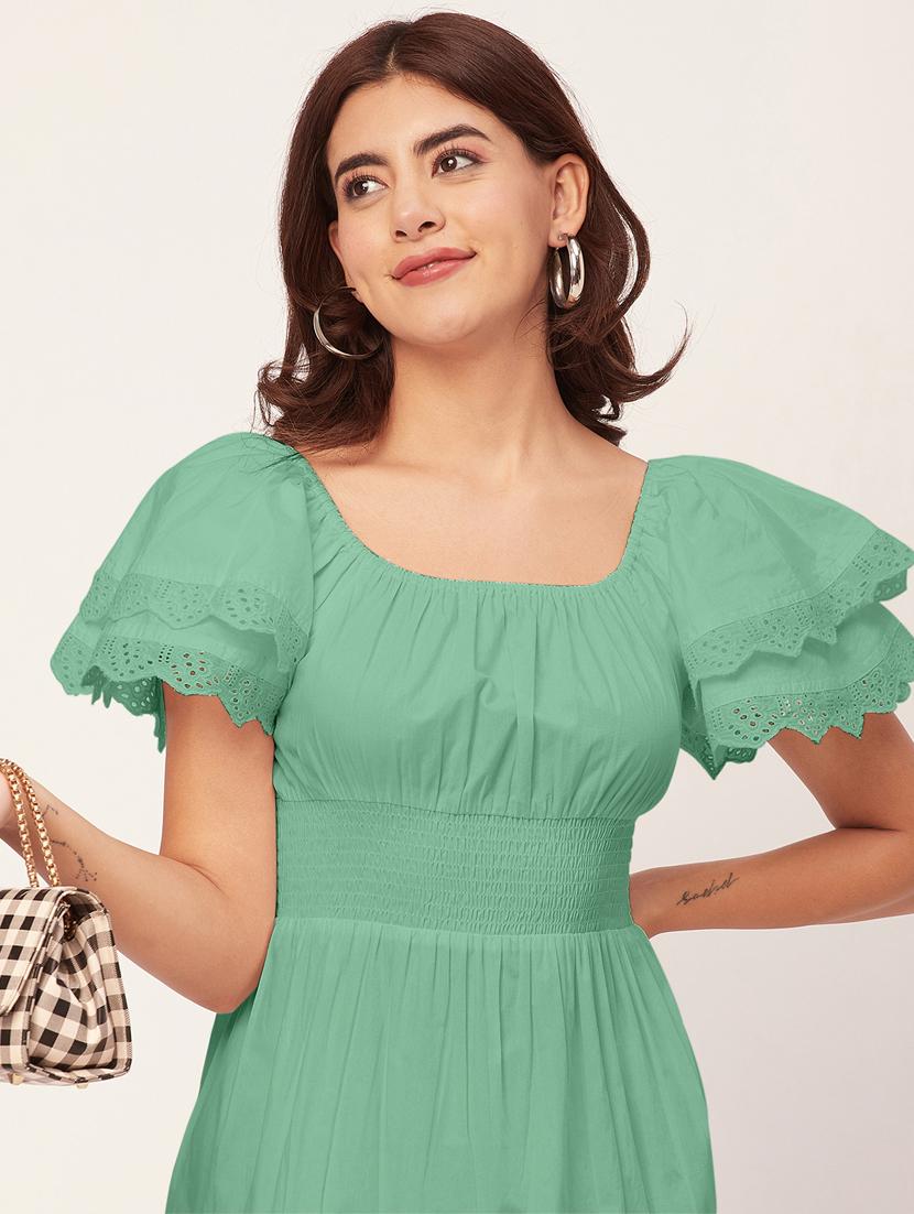 green self design tiered dress - 20484892 - Standard Image - 4