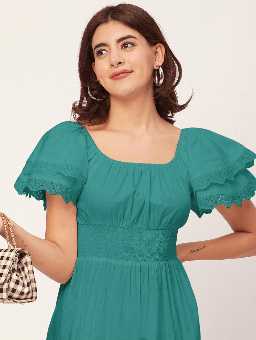 green self design tiered dress - 20484895 - Standard Image - 4