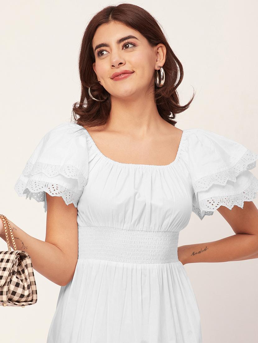 white self design tiered dress - 20484897 - Standard Image - 4