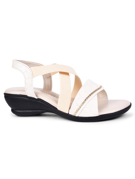 women textured white back strap sandal - 20485115 -  Zoom Image - 0