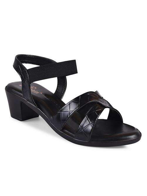 women textured black ankle strap sandal - 20485117 -  Standard Image - 0