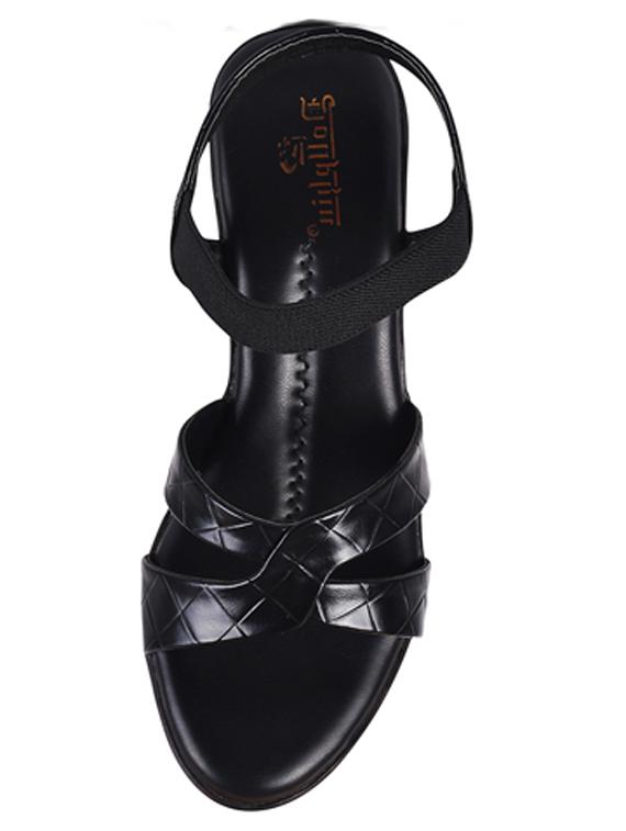 women textured black ankle strap sandal - 20485117 - Standard Image - 4