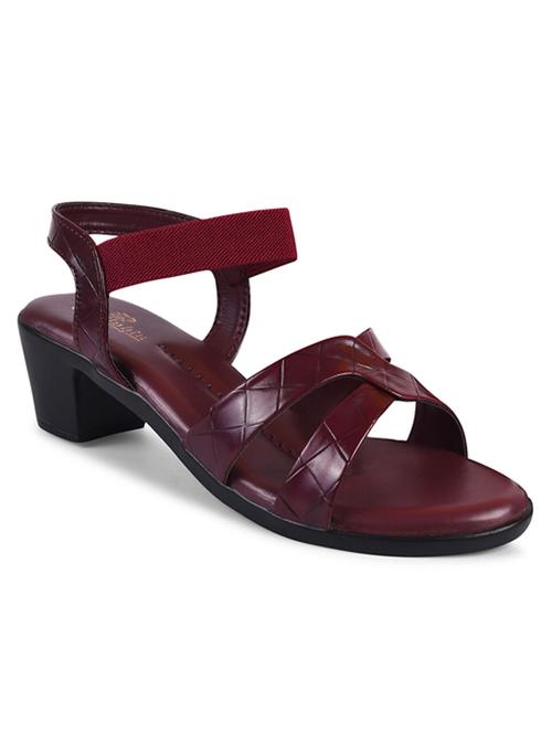 women textured burgundy ankle strap sandal - 20485118 -  Standard Image - 0