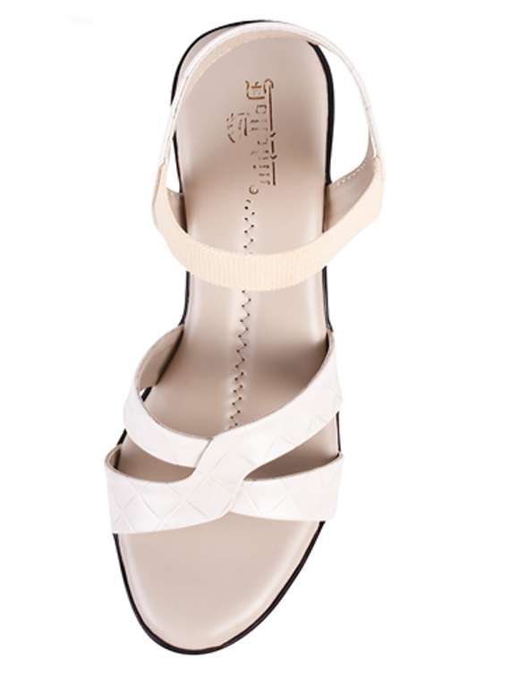women textured white ankle strap sandal - 20485119 -  Standard Image - 4