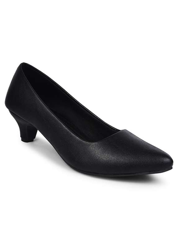 women solid black slip on ballerina