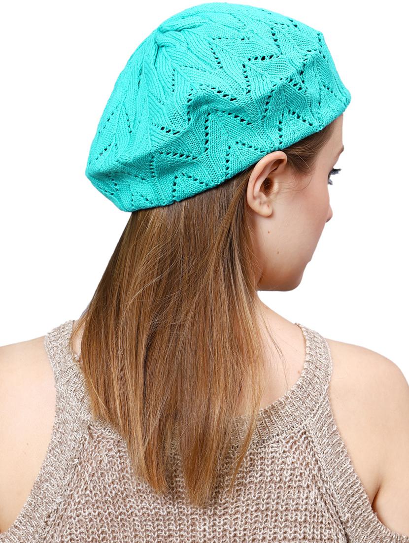 turquoise self design winter cap  - 20485438 -  Standard Image - 1