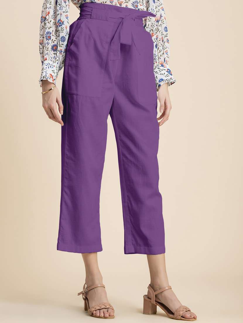 women solid high rise culottes - 20485673 -  Standard Image - 1