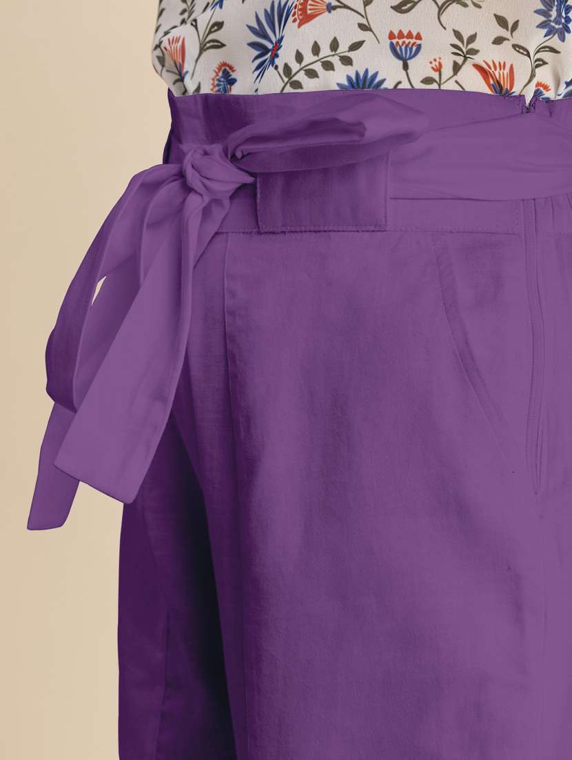 women solid high rise culottes - 20485673 -  Standard Image - 4