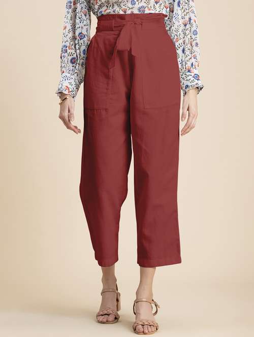 women solid high rise culottes - 20485676 - Standard Image - 0