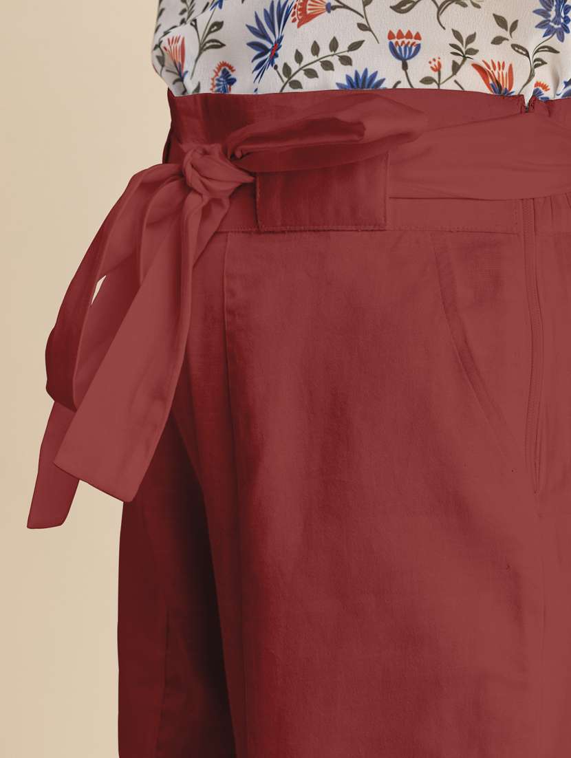 women solid high rise culottes - 20485676 - Standard Image - 4