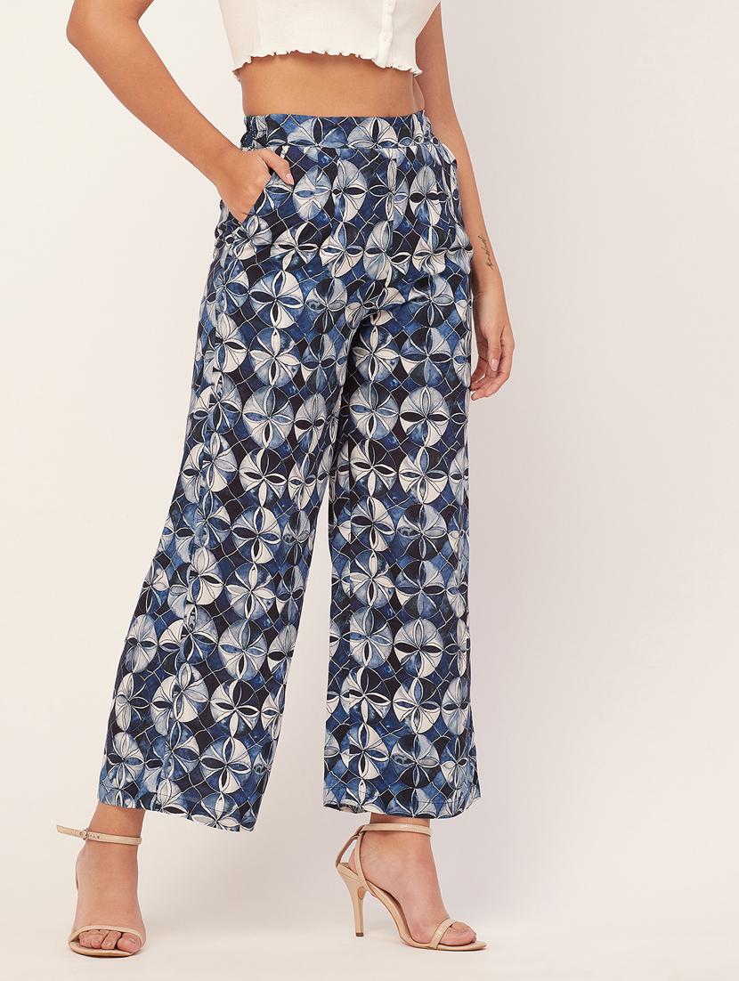 women printed wide leg trouser - 20485680 - Standard Image - 1