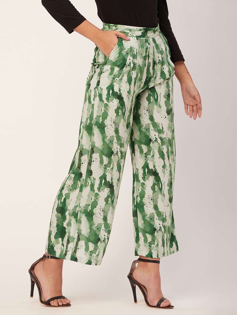 women abstract print wide leg trouser - 20485682 - Standard Image - 1