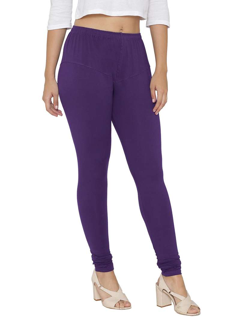 women purple solid churidar - 20485798 - Standard Image - 1