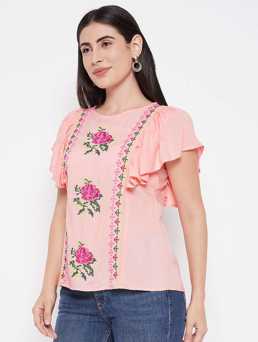 rosewater embroidered regular top - 20485841 -  Standard Image - 1