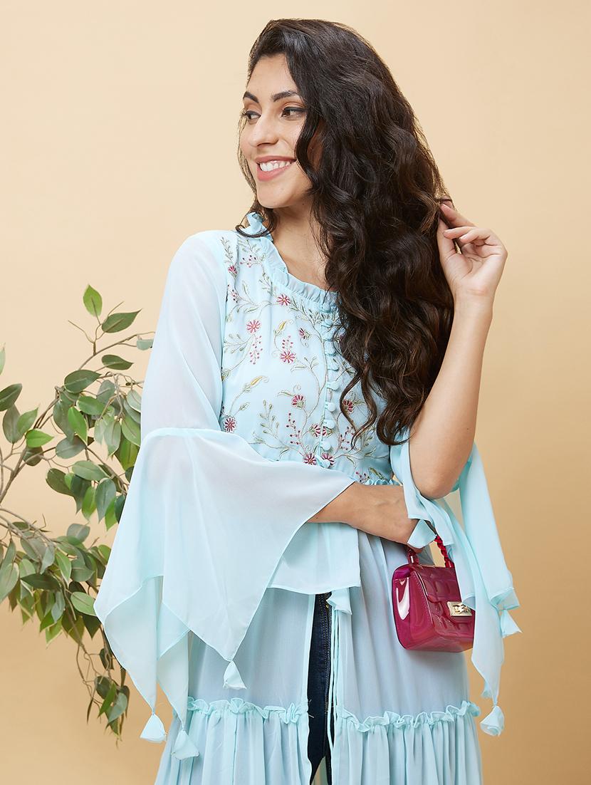 women embroidered front high slit kurta - 20485844 - Standard Image - 4