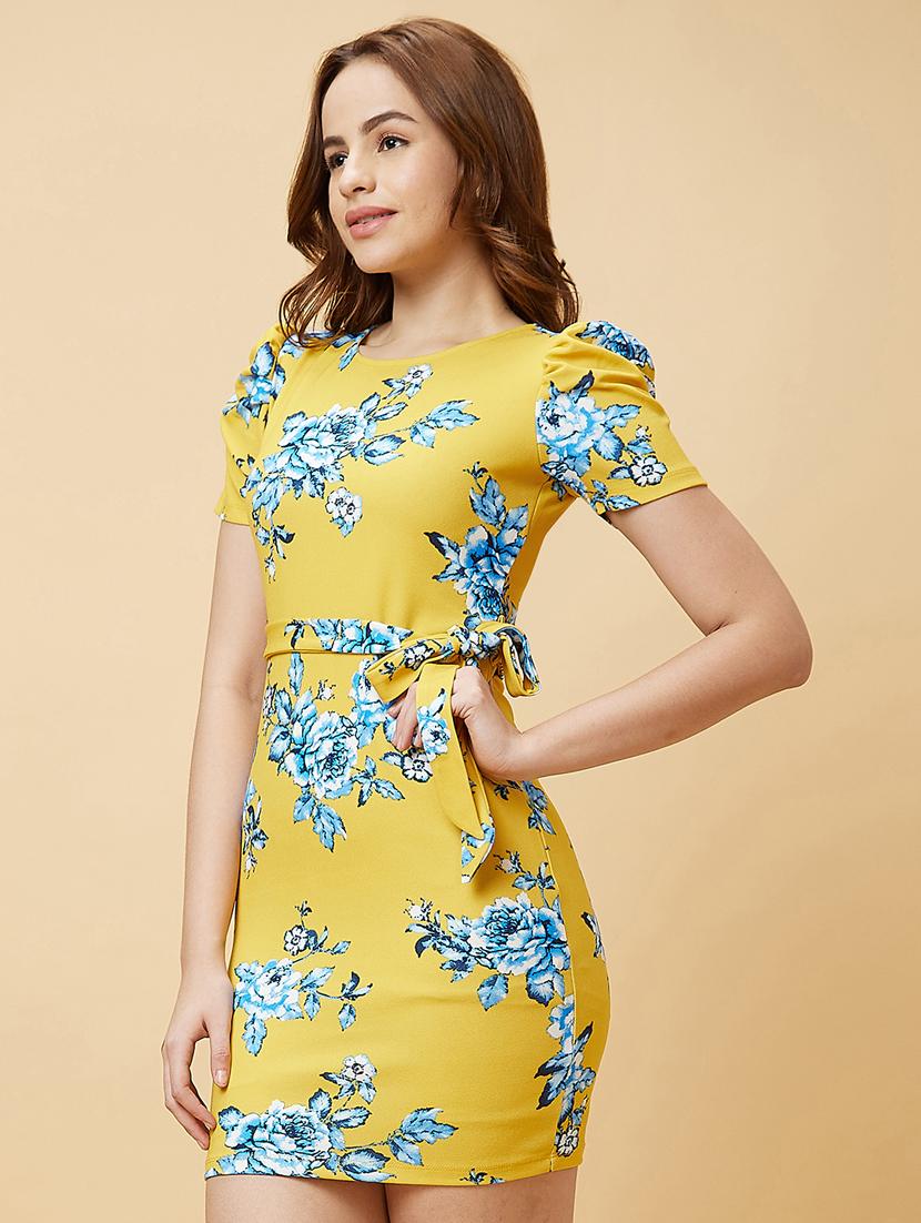 yellow floral bodycon dress - 20485860 - Standard Image - 1