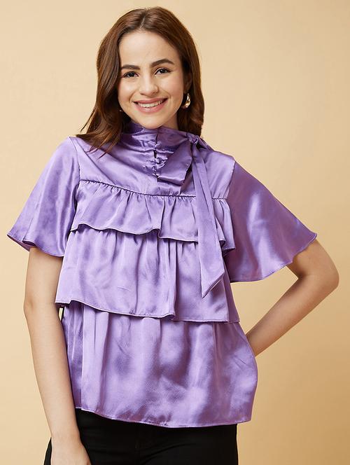 purple solid regular top - 20485873 - Standard Image - 0