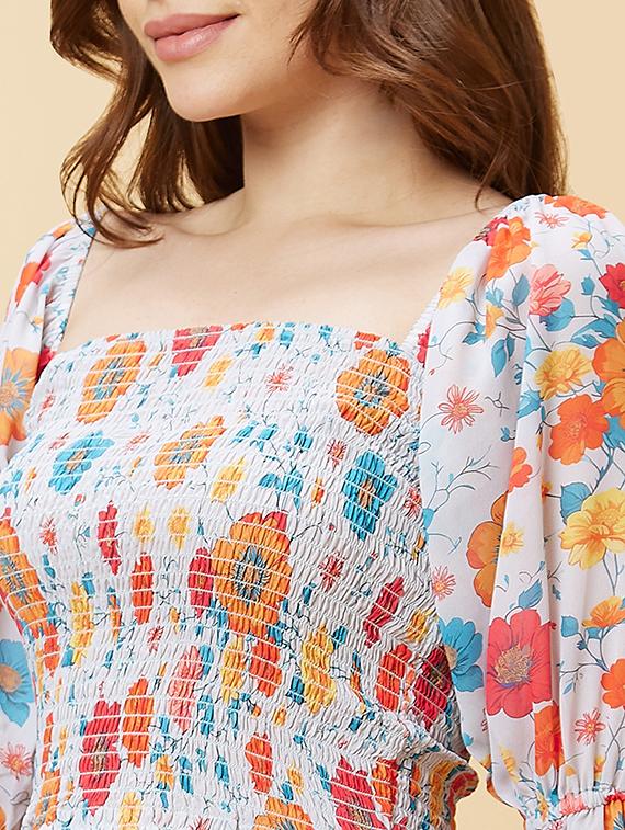 white floral printed regular top - 20485897 - Standard Image - 6