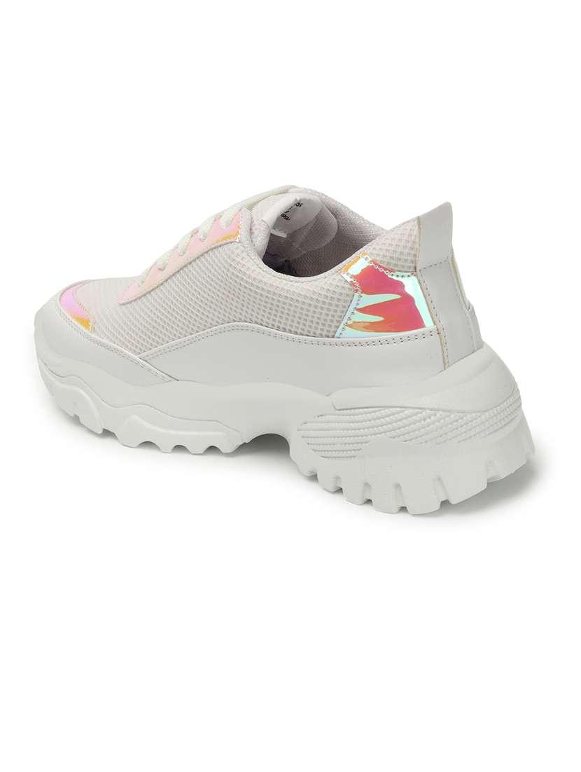 women color block white lace-up sneaker - 20485969 -  Standard Image - 1