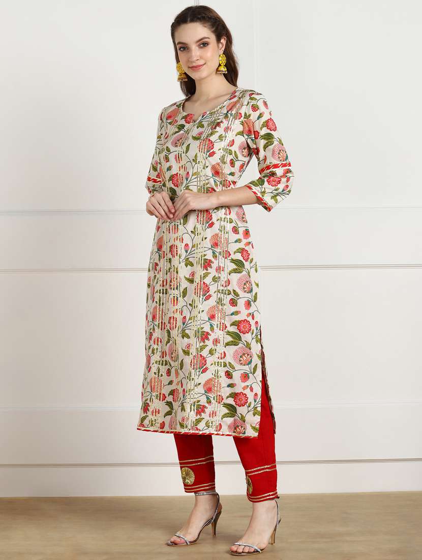 women multi color notch neck kurta pant set - 20486097 - Standard Image - 1