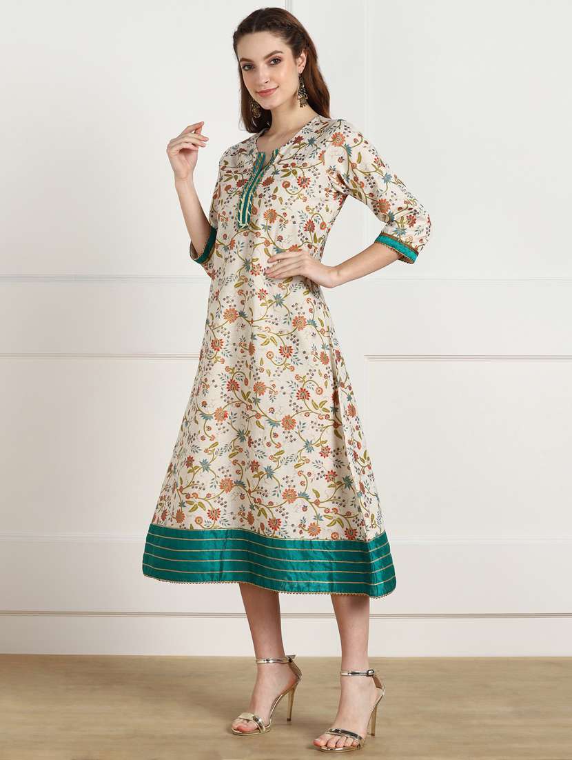 women foil printed a-line ethnic dress - 20486238 - Standard Image - 1