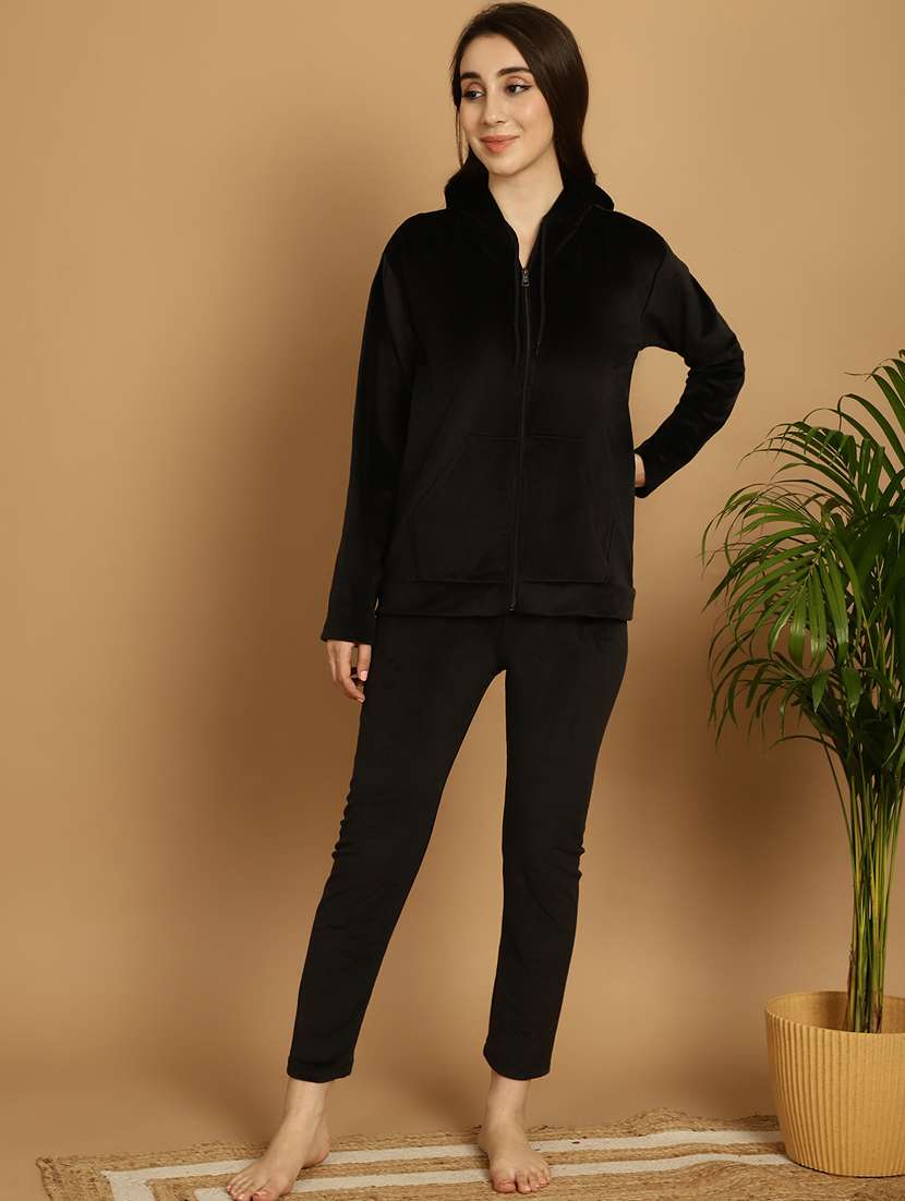 women black wool nightwear set