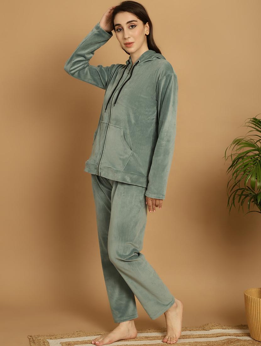 women green wool nightwear set - 20486473 - Standard Image - 1