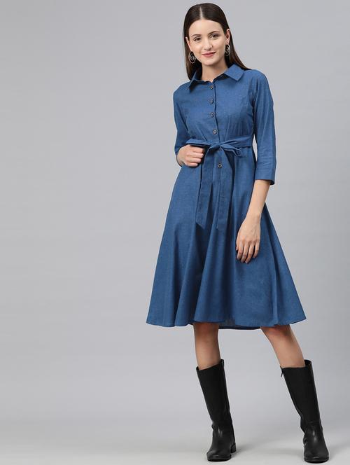 blue solid shirt dress - 20486521 -  Standard Image - 0