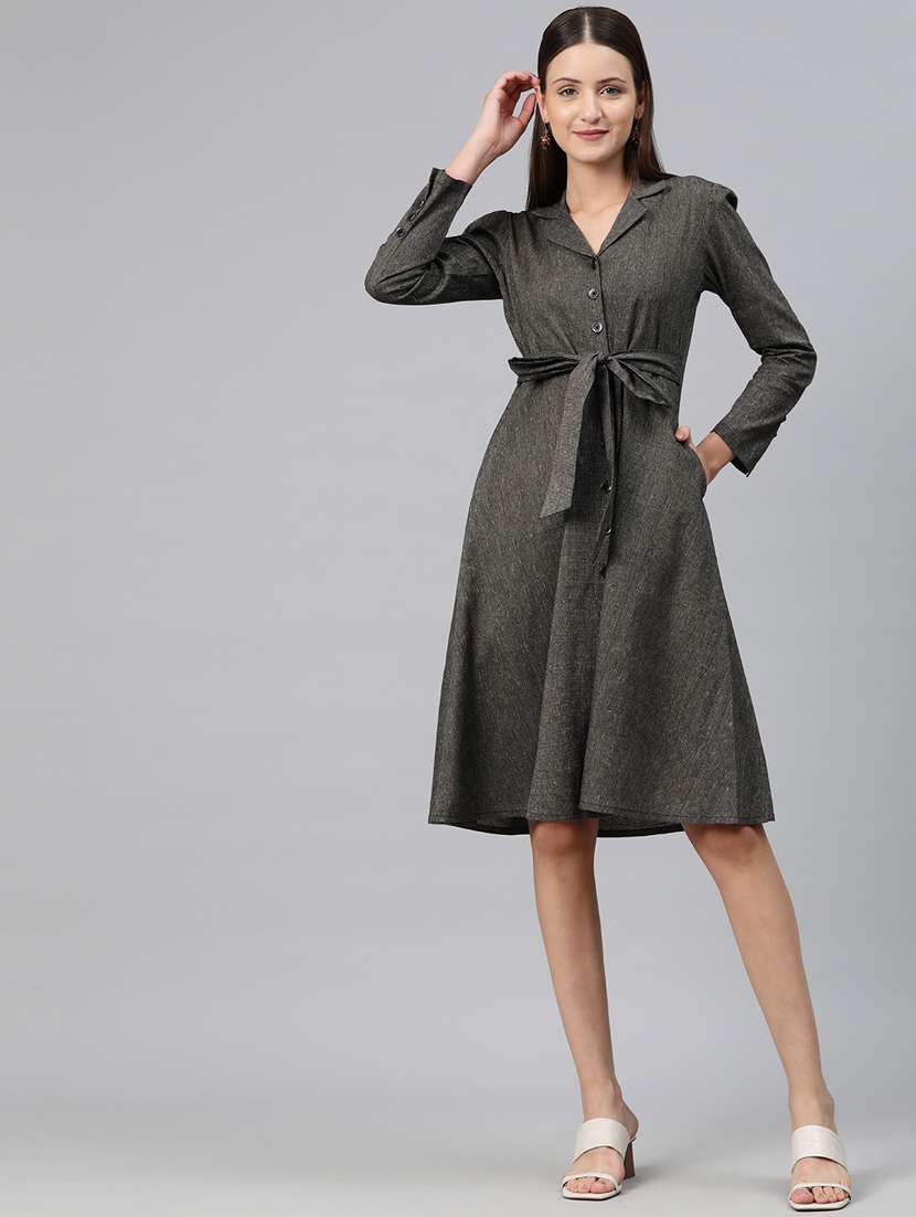 grey solid shirt dress