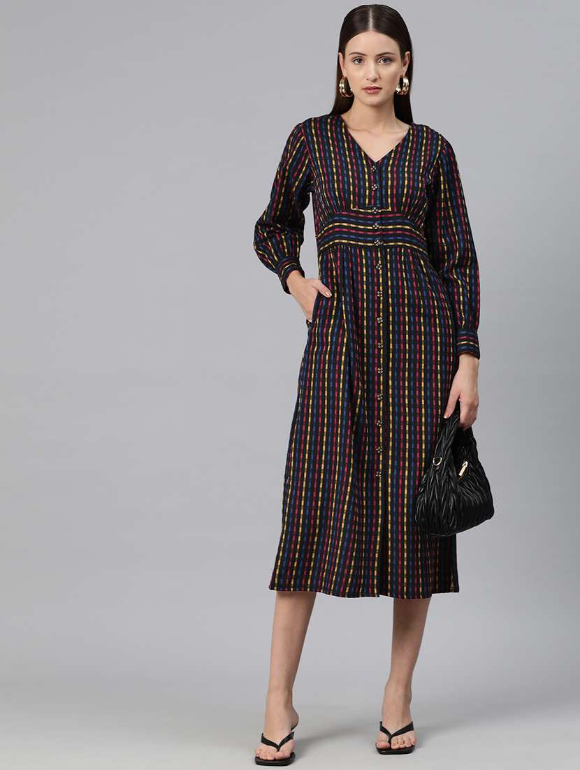 black stripes empire line dress