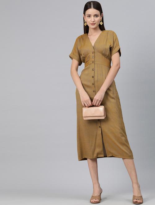 bronze solid empire line dress - 20486528 -  Standard Image - 0