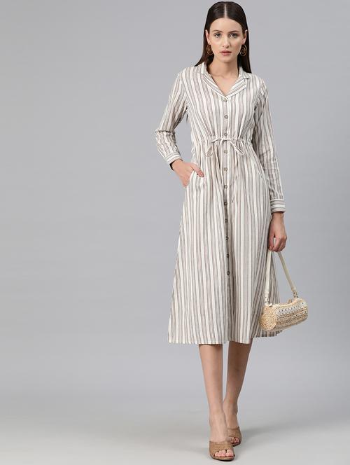 optic white stripes shirt dress - 20486535 - Standard Image - 0